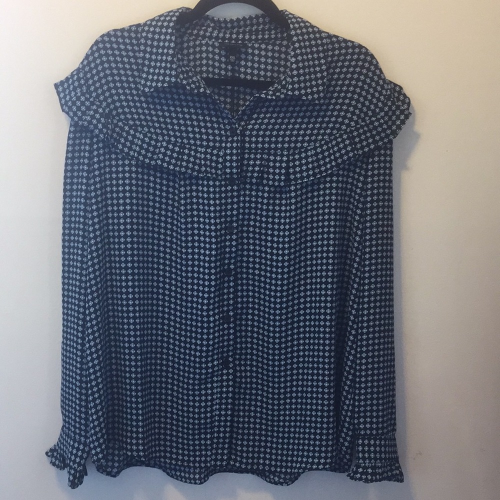 NWT Who What Wear Navy patterned button down XXL